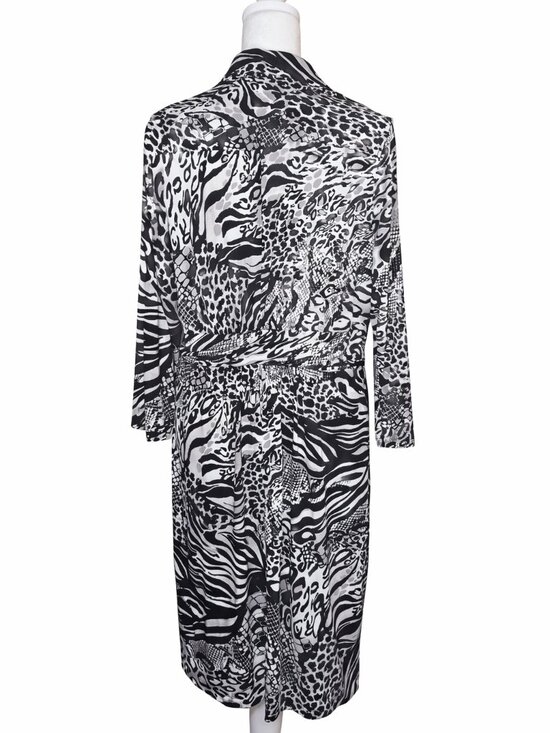 Vintage 90s Animal Print Shirt Dress Size 12 Zebra Leopard Abstract Midi - Picture 2 of 7